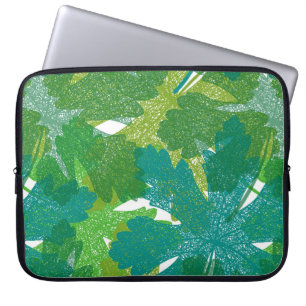 Seamless green leaves pattern laptop sleeve