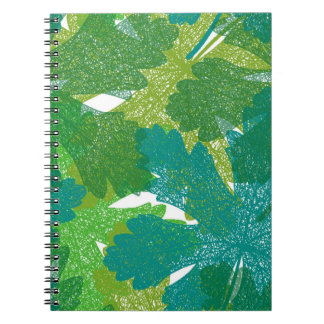 Seamless green leaves pattern notebook
