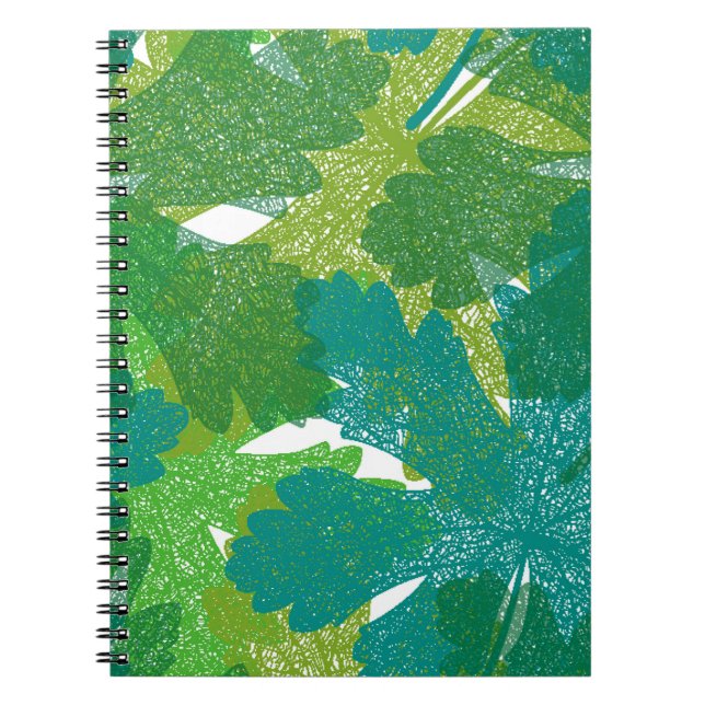 Seamless green leaves pattern notebook (Front)