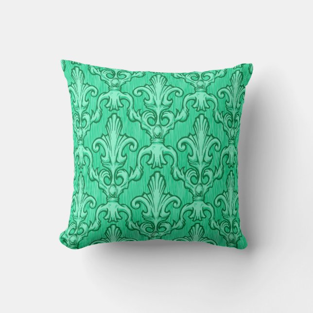 Seamless green vintage baroque pattern. Illustrati Cushion (Front)