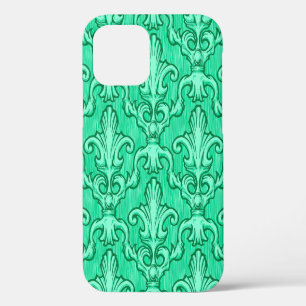 Seamless green vintage baroque pattern. Illustrati iPhone 12 Case
