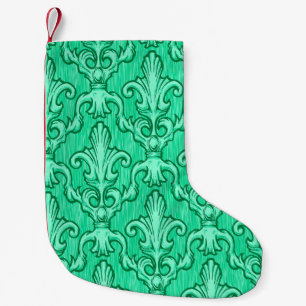 Seamless green vintage baroque pattern. Illustrati Small Christmas Stocking