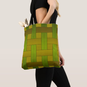 Seamless green yellow silk lined striped pattern m tote bag