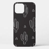 Seamless hand drawn dactus pattern with triangles 