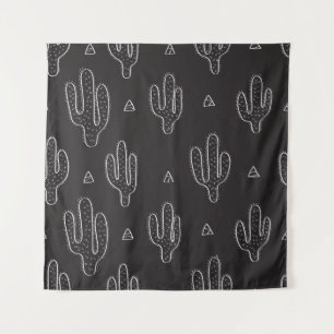 Seamless hand drawn dactus pattern with triangles tapestry