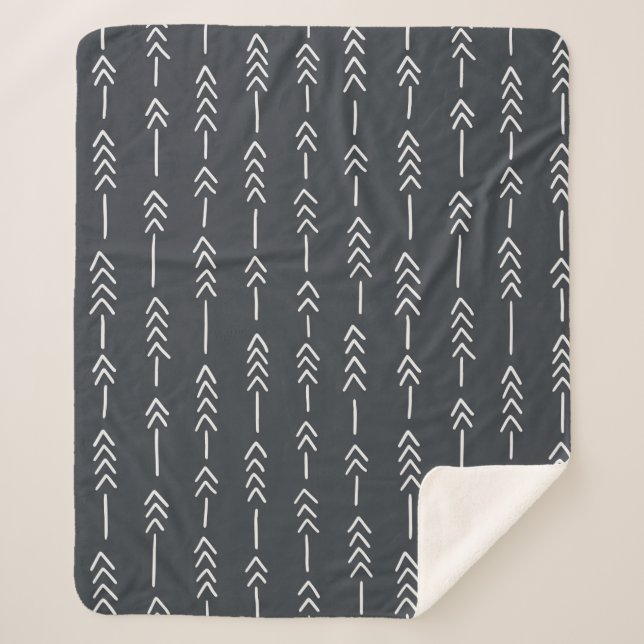 Seamless hand drawn geometric tribal pattern with  sherpa blanket (Front)