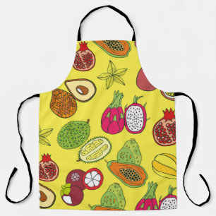 Seamless hand drawn pattern with tropical exotic f apron