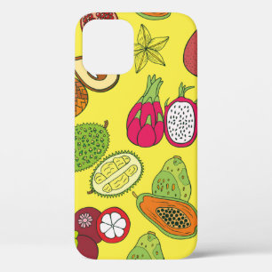 Seamless hand drawn pattern with tropical exotic f iPhone 12 case