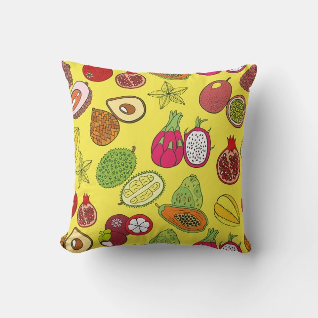 Seamless hand drawn pattern with tropical exotic f cushion (Front)