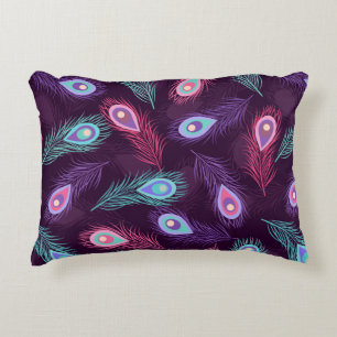 Seamless hand drawn peacock feathers pattern. Vint Decorative Cushion