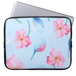 Seamless hand drawn watercolor pattern with pink p laptop sleeve