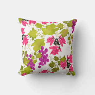 Seamless harvest grape pink roses flowers floral c cushion