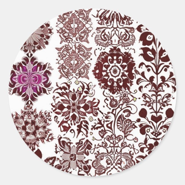 Seamless Henna Mehndi Design Classic Round Sticker (Front)