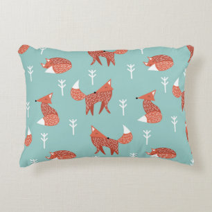Seamless illustration pattern with cute orange fox decorative cushion