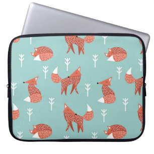 Seamless illustration pattern with cute orange fox laptop sleeve