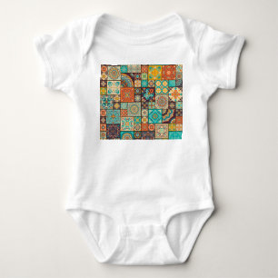 Seamless Islamic, Arabic tile pattern. Baby Bodysuit