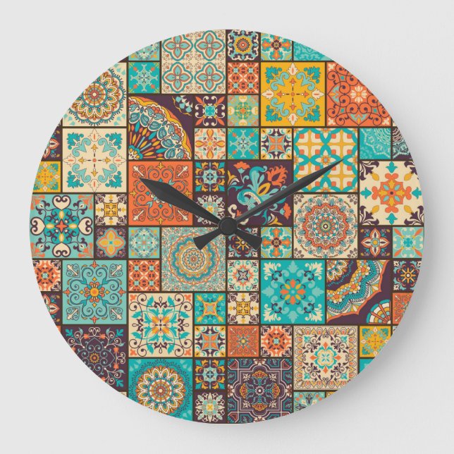 Seamless Islamic, Arabic tile pattern. Large Clock (Front)