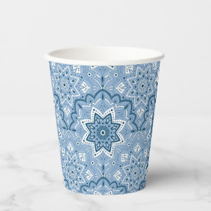 Seamless Islamic Colorful Blue  Paper Cups