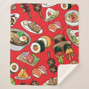 seamless Japanese food pattern Sherpa Blanket