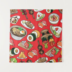 seamless Japanese food pattern Tapestry