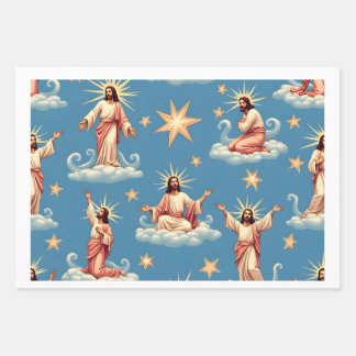 Seamless Jesus Pattern Religion Gift Christianity  Wrapping Paper Sheet