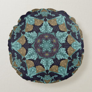 Seamless kaleidoscope mosaic ornamental african ea round cushion