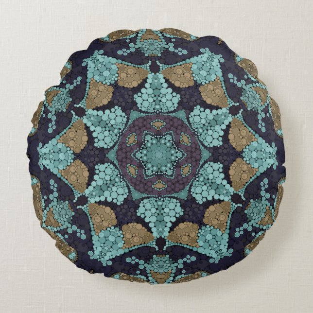Seamless kaleidoscope mosaic ornamental african ea round cushion (Front)