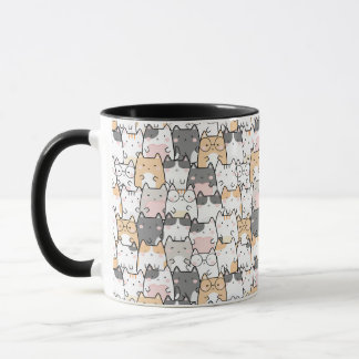 Seamless Kawaii Cute Cats Pattern Mug
