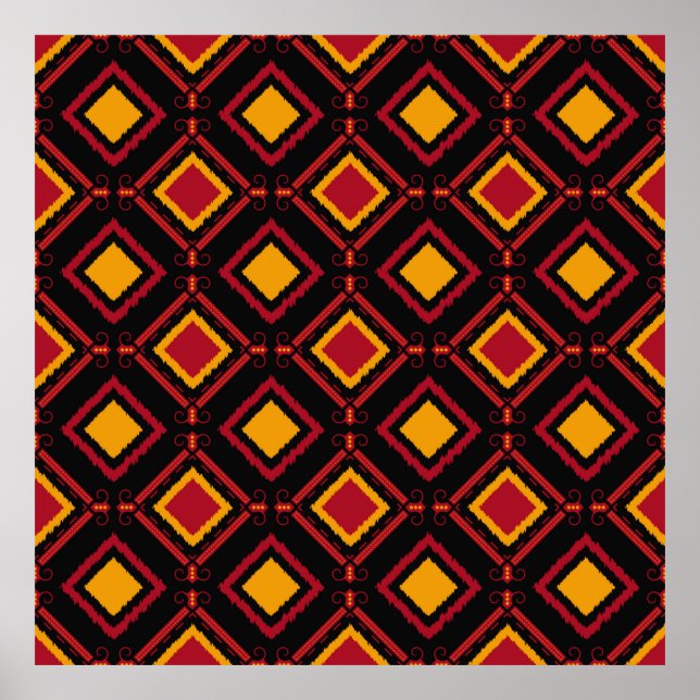 Seamless kawung motive batik pattern. Embroidery - Poster (Front)