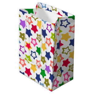 Seamless kids fun cartoon stars colourful bright medium gift bag