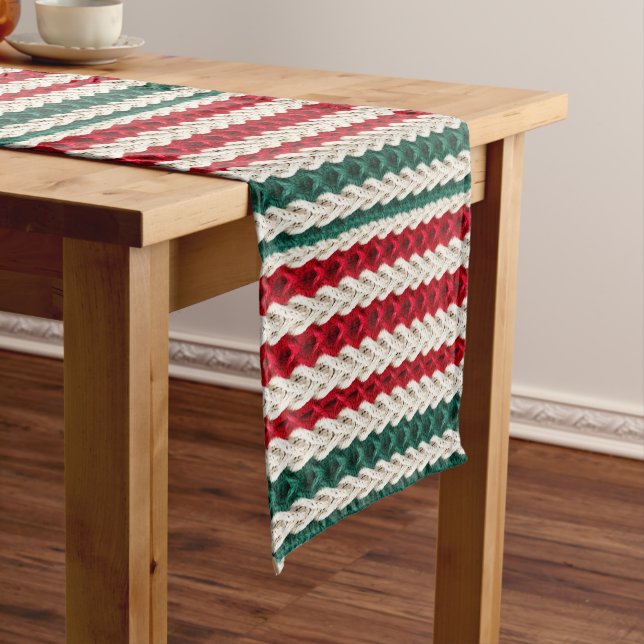 Seamless Knitted Christmas Digital Pattern Long Table Runner (In Situ)