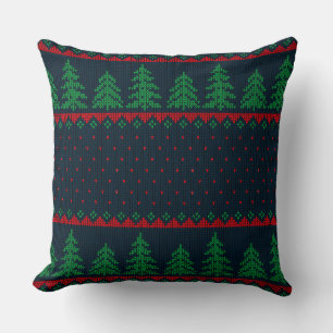 Seamless Knitted Christmas tree Pattern Cushion