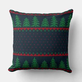 Seamless Knitted Christmas tree Pattern Cushion