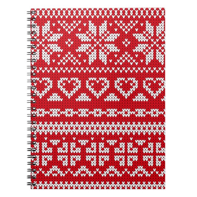 Seamless knitting pattern Norway festive sweater d Notebook (Front)
