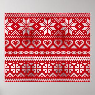 Seamless knitting pattern Norway festive sweater d Poster