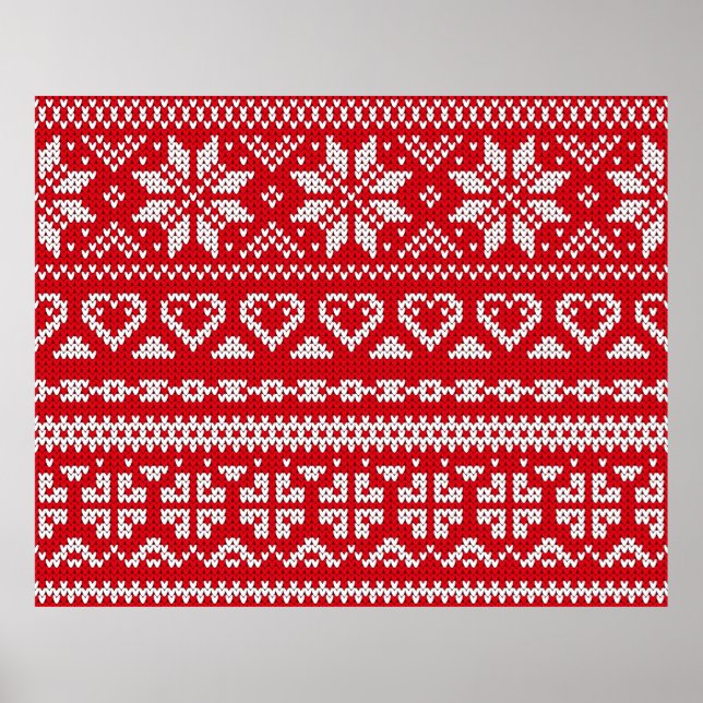Seamless knitting pattern Norway festive sweater d Poster (Front)