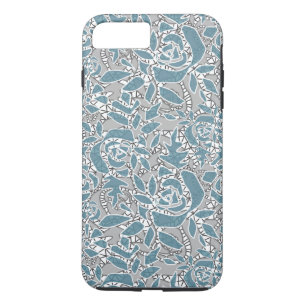 Seamless lace roses romantic retro vintage blue la Case-Mate iPhone case