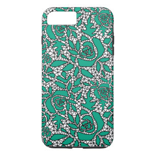Seamless lace roses romantic retro vintage green l Case-Mate iPhone case