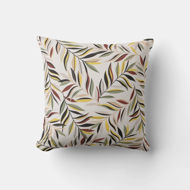 seamless leaves pattern on grey backgroundpattern, cushion (Front)