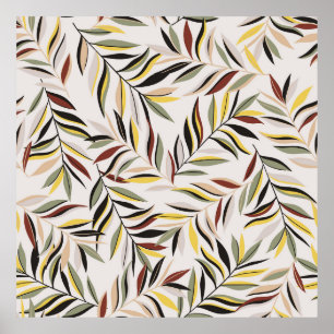 seamless leaves pattern on grey backgroundpattern, poster