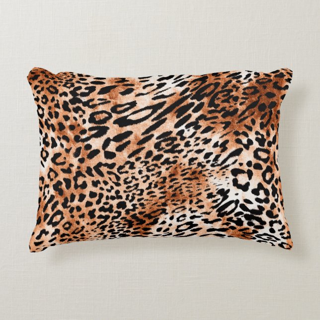 Seamless leopard pattern, african animal print decorative cushion (Front)