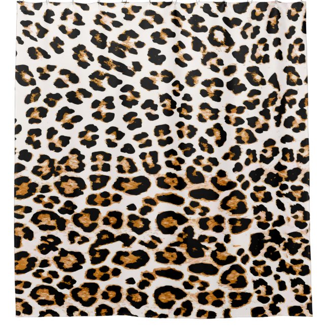 Seamless leopard texture, african animal print shower curtain (Front)