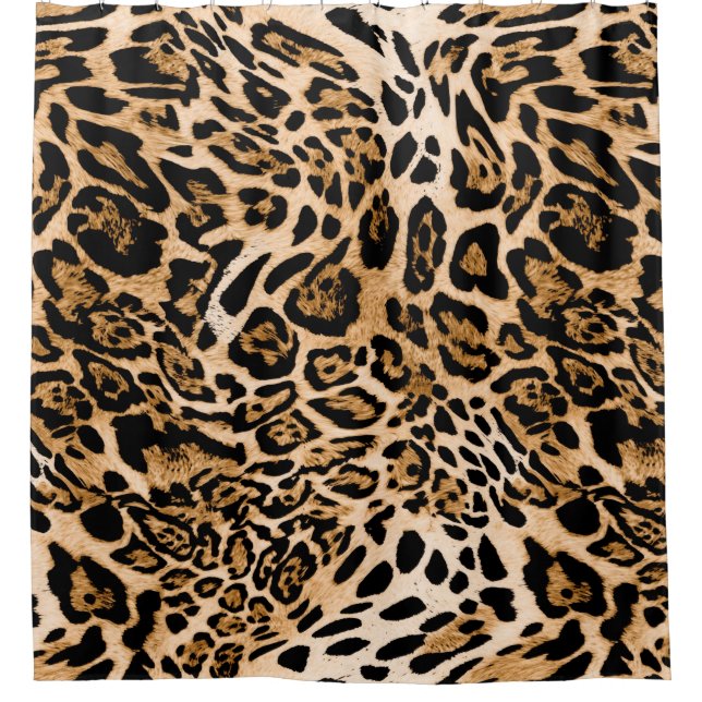 Seamless leopard texture, animal skin shower curtain (Front)
