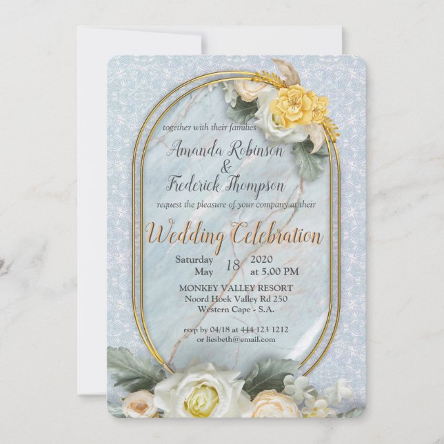 Seamless Light Blue, Pink & White Mandalas  Invitation (Front)