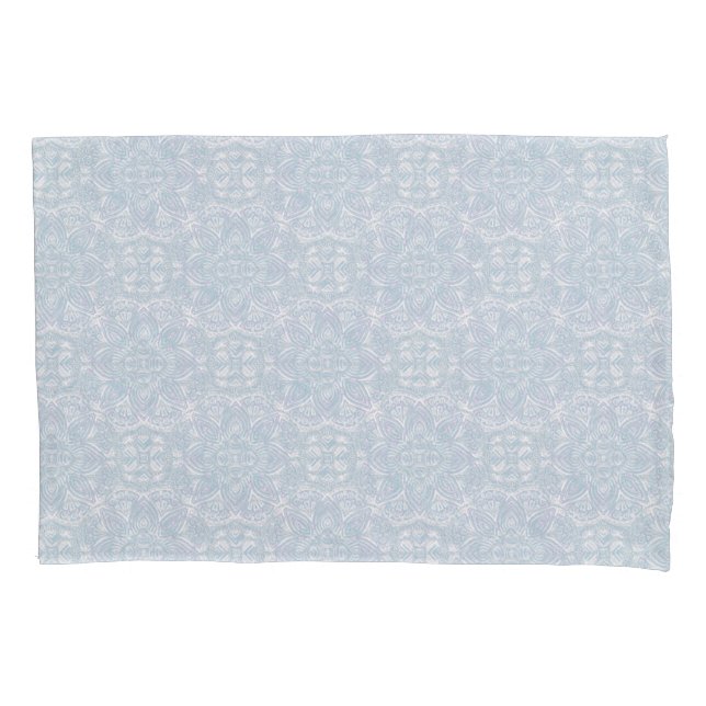 Seamless Light Blue, Pink & White Mandalas  Pillowcase (Front)