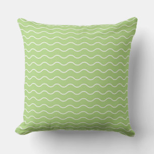 Seamless Light Green Wavy Lines Pattern Cushion