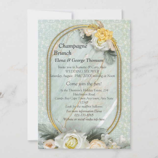 Seamless Light Green, Yellow & White Mandalas  Invitation (Front)