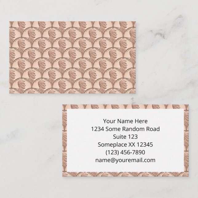 Seamless Lincoln Penny Pattern – Copper Coins Business Card (Front/Back)
