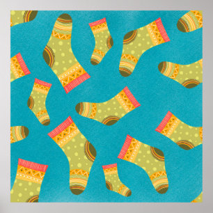 Seamless linear pattern with socks. The illustrati Poster