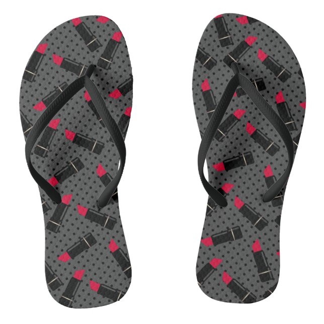 Seamless lipstick lip design pattern beauty fashio jandals (Footbed)